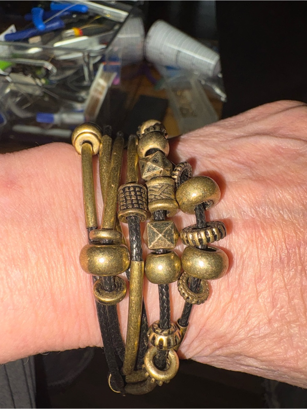 Avon Gold-Tone Multi Strand Bead Wrap Bracelet 7 1/2